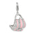 Pink Enameled CZ Handbag Charm in Sterling Silver