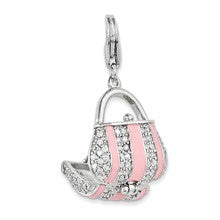 Amore La Vita Sterling Silver Pink Enameled CZ Handbag Charm hide-image