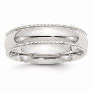 Sterling Silver 6mm Milgrain Comfort Fit Wedding Band