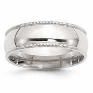 Sterling Silver 7mm Millgrain Comfort Fit Wedding Band