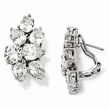 Sterling Silver CZ Fancy Omega Back Earrings