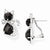 Sterling Silver Cat w/Black White CZ Omega Back Earrings