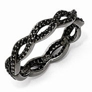 Sterling Silver Black Rhodium & Black CZ Ring