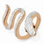 Sterling Silver Rose Gold-Plated Black & White CZ Snake Ring