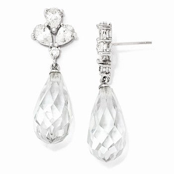 Sterling Silver Teardrop CZ Post Dangle Earrings