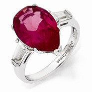 Sterling Silver Synthetic Ruby & CZ Ring