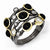 Sterling Silver Black Rhodium with Gold-Plating Onyx & CZ Ring