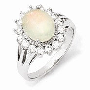 Sterling Silver Synthetic Opal & CZ Ring