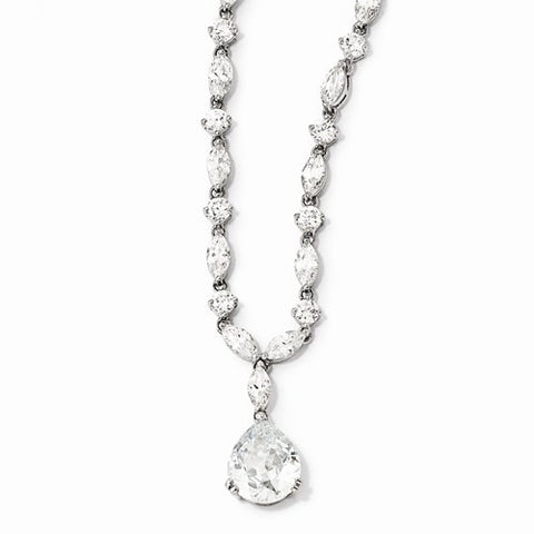 Sterling Silver Pear CZ Necklace