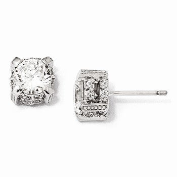 Sterling Silver CZ Post Earrings