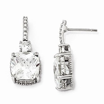 Sterling Silver Square CZ Post Earrings