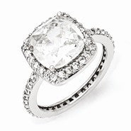 Sterling Silver Rose-cut CZ Square Ring