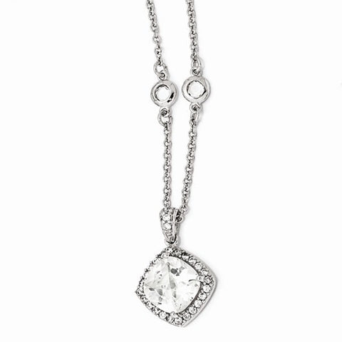 Sterling Silver Rose-Cut CZ Square Necklace