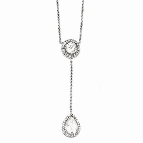 Sterling Silver Checker-Cut CZ Necklace