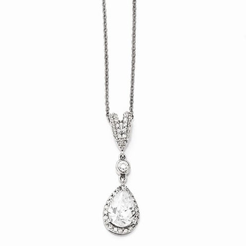 Sterling Silver Pear CZ Necklace