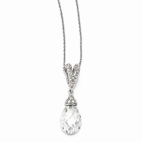 Sterling Silver Teardrop CZ Necklace