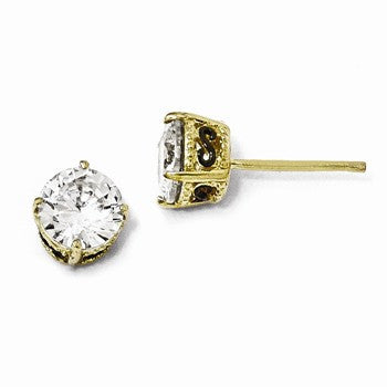 Sterling Silver Gold-plated Black-plated 6.5mm CZ Stud Earrings