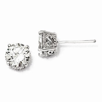 Sterling Silver 6.5mm CZ Stud Earrings