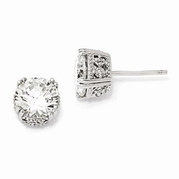 Sterling Silver 8mm CZ Stud Earrings