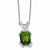 Sterling Silver Glass Simulated Emerald & CZ Necklace