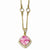 Sterling Silver Gold-Plated Rose-Cut Pink CZ Square Necklace