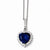 Sterling Silver Heart Synthetic Dark Blue Spinel & CZ Necklace