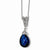 Sterling Silver Teardrop Synthetic Dark Blue Spinel & CZ Necklace