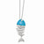 Sterling Silver Turquoise Enameled CZ Fish Necklace