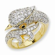 Gold-plated Sterling Silver CZ Cockatoo Ring