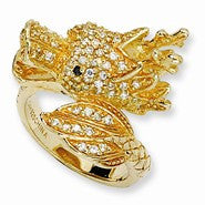 Gold-plated Sterling Silver CZ Dragon Ring