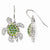 Sterling Silver Glass Sim.Peridot/Sim.Emerald/ CZ Turtle Earrings