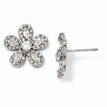 Sterling Silver Flower CZ Earrings