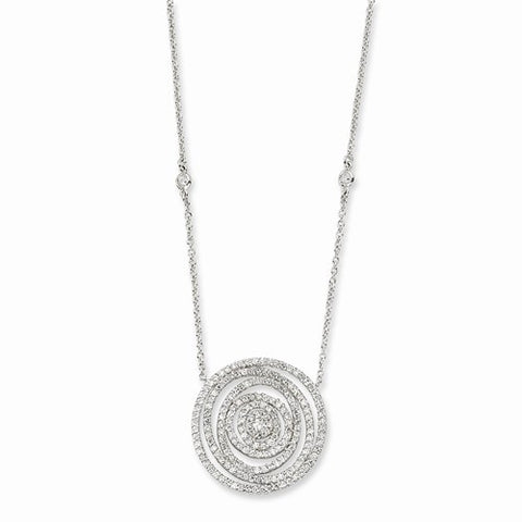 Sterling Silver CZ Fancy Circle Necklace