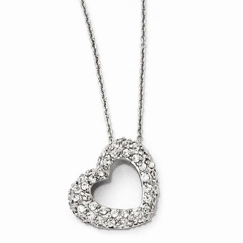 Sterling Silver CZ Heart Necklace