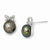 Sterling Silver CZ Freshwater Black Pearl Post Earrings