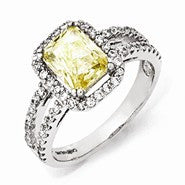 Sterling Silver CZ Canary Square Ring