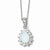 Sterling Silver CZ Synthetic Opal Pear Shaped Necklace