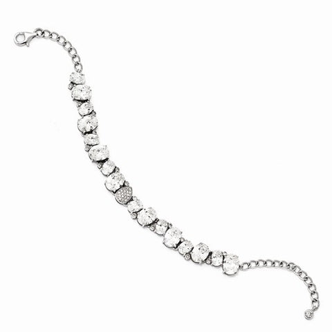 Sterling Silver Polished Fancy Cz Bracelet