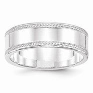 Sterling Silver 7mm Design Edge Wedding Band