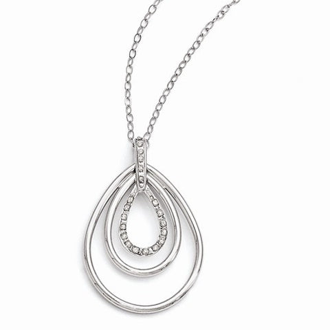 Sterling Silver Diamond Mystique Triple Teardrop Necklace