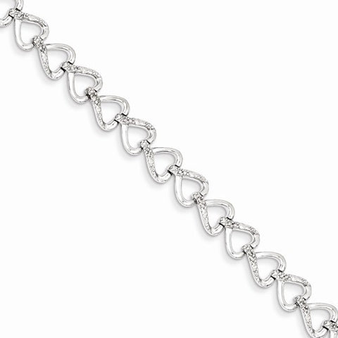 Sterling Silver Diamond Hearts Bracelet