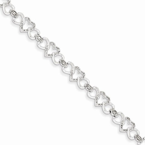 Sterling Silver Diamond Heart Bracelet