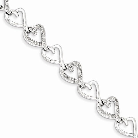 Sterling Silver Diamond Hearts Bracelet