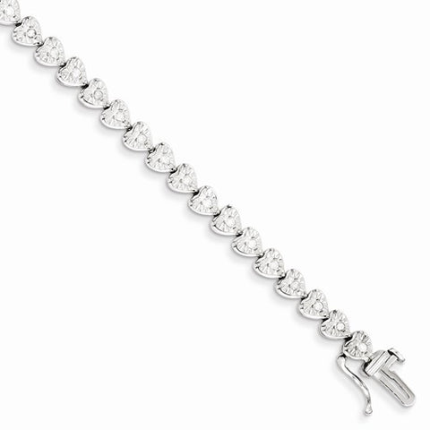 Sterling Silver Diamond Heart Bracelet