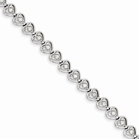 Sterling Silver Diamond Heart Bracelet