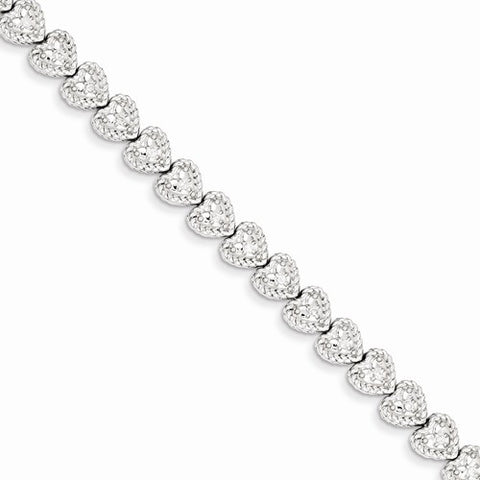 Sterling Silver Diamond Heart Bracelet