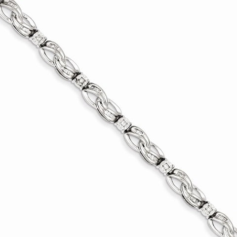 Sterling Silver Rhodium Plated Diamond Bracelet