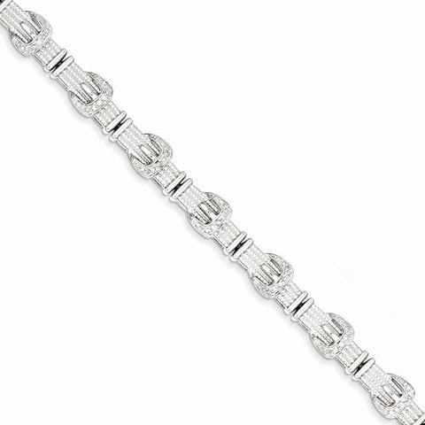 Sterling Silver Diamond Buckle Bracelet