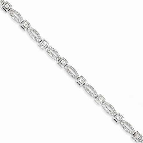 Sterling Silver Rhodium Plated Diamond Bracelet