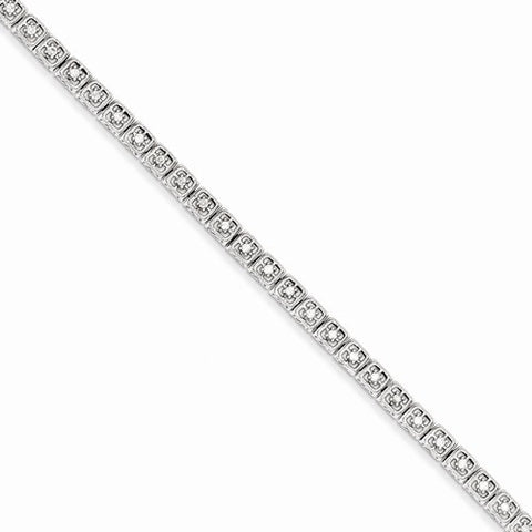 Sterling Silver Diamond Square Link Bracelet